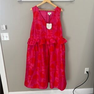 Kate Spade X Target Size 17 Floral Pink and Orange Ruffle Midi Dress